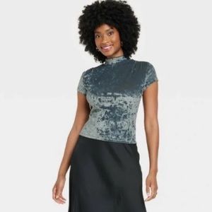 A New Day Teal Blue Velour Top
